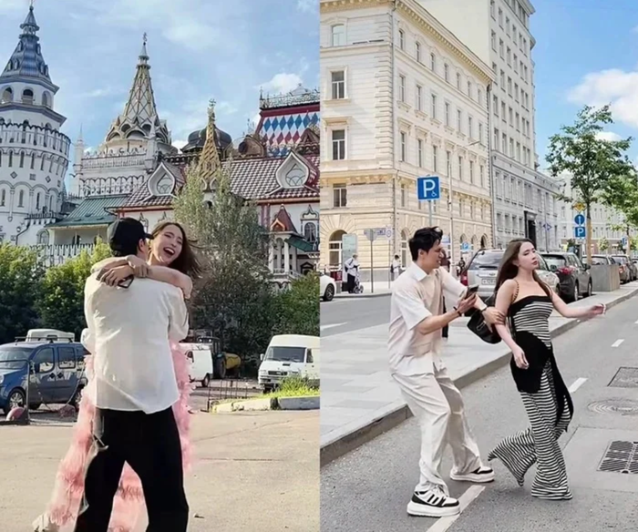 NSƯT Việt Anh và Quỳnh Nga trong chuyến du lịch gần đây. Ảnh: Chụp màn hình FBNV