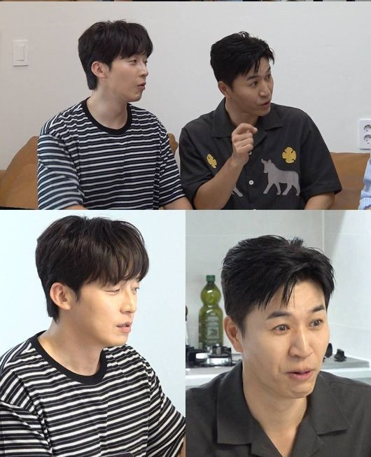 Heo Kyung Hwan và Kim Jong Min liên tục đi từ bất ngờ này đến bất ngờ khác khi ghé thăm nhà đàn em. (Nguồn: OSEN)