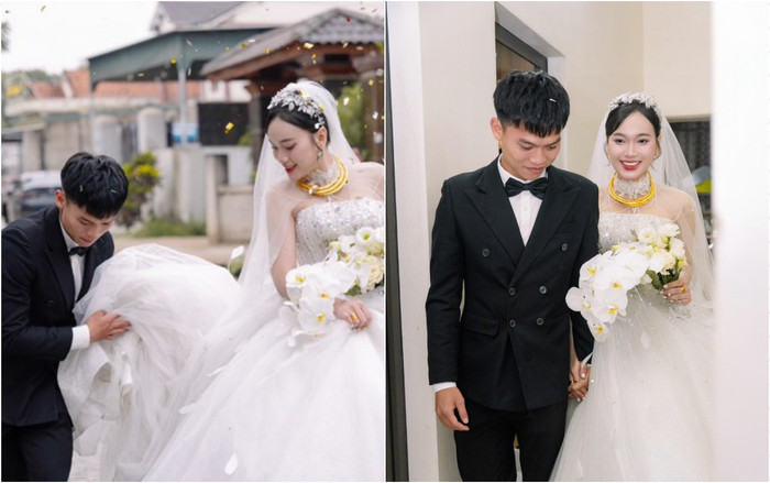 Cô giáo Nguyễn Linh - bà xã của cầu thủ Hồ Văn Cường. Cả hai đều cùng quê ở Nghệ An.