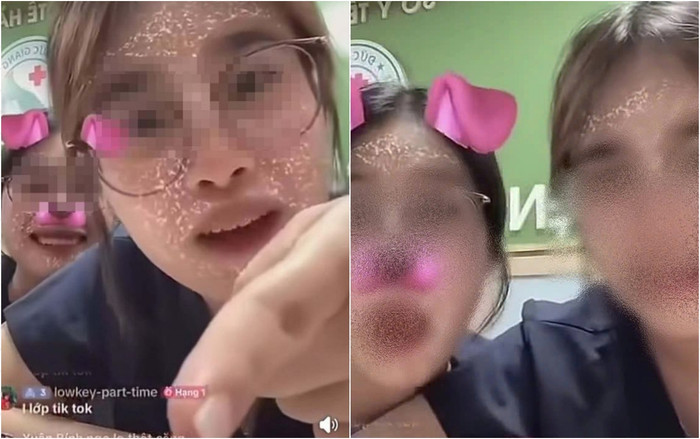2 sinh viên Y khoa livestream phản cảm bị đình chỉ 1 năm, hạ hạnh kiểm. Ảnh cắt từ livestream