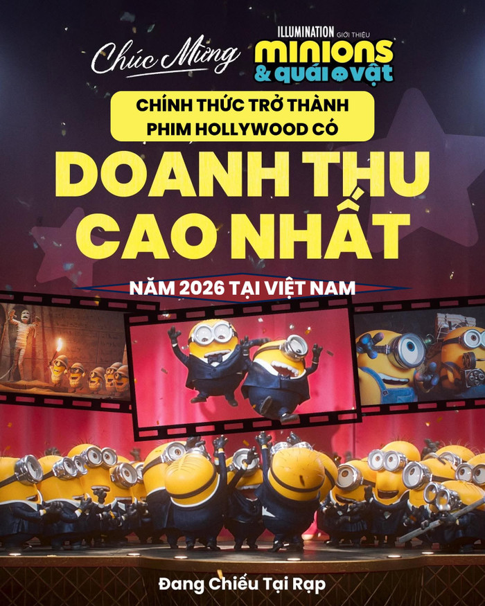Minions & Quái Vật chính thức trở thành phim Hollywood có doanh thu cao nhất năm 2026 tại thị trường Việt Nam. Ảnh: Minions - Vietnam
