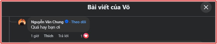 Nhạc sĩ Nguyễn Văn Chung để lại nhận xét dưới bài đăng của Võ Hạ Trâm.