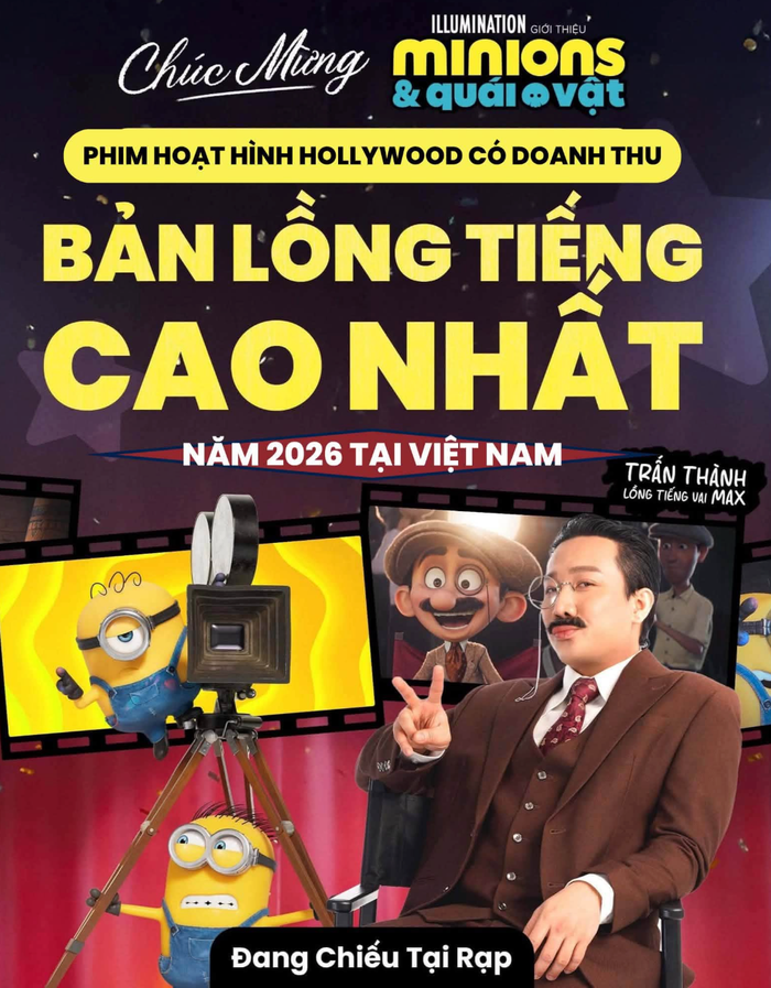 Trấn Thành ghi dấu ấn mới với loạt thành tích khủng của phim hoạt hình Minions & Quái Vật. Ảnh: FBNV
