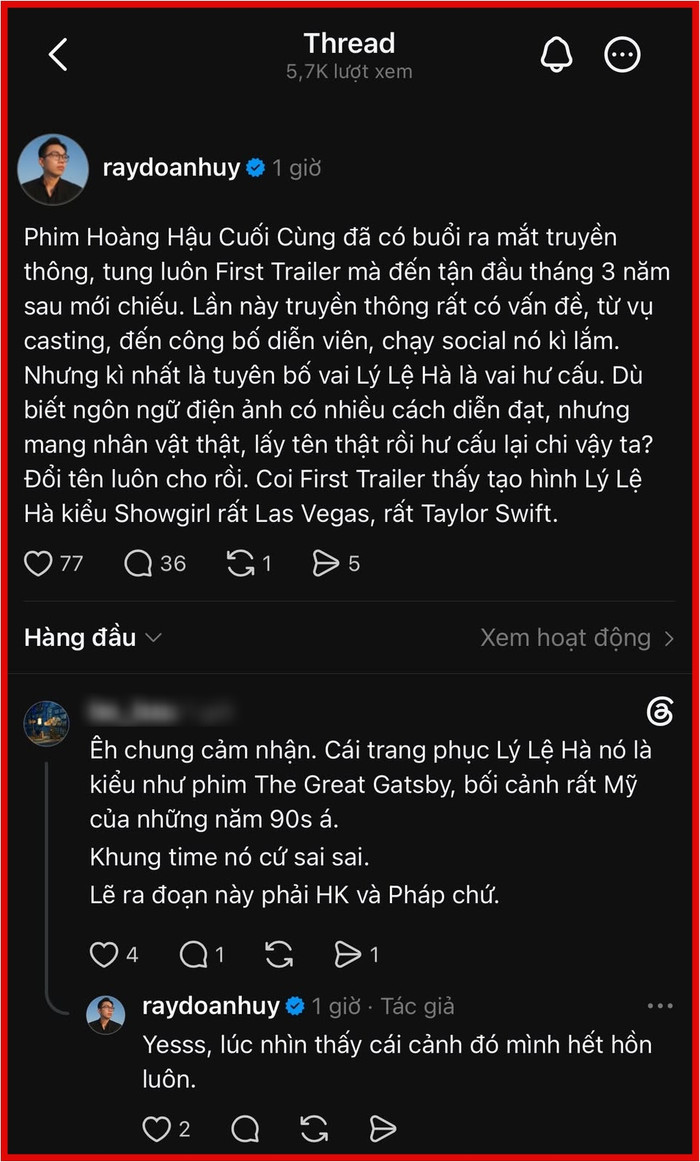 Những tranh luận xoay quanh trang phục của nhân vật Lý Lệ Hà.