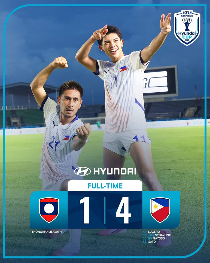 Philippines thắng Lào với tỷ số 4-1. Ảnh: ASEAN United FC