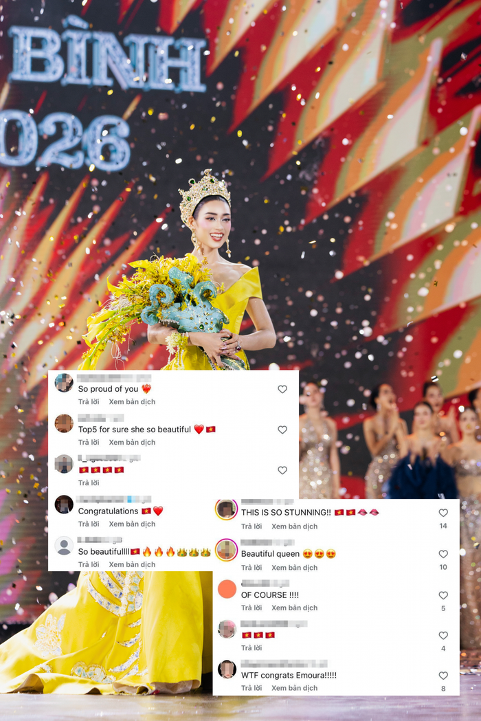 Khán ngỉa quốc tế phản ứng về kết quả Miss Grand Vietnam 2026.