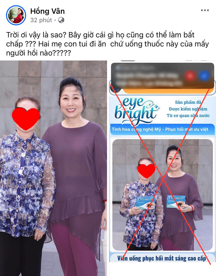 Bài đăng mới đây của NSND Hồng Vân trên trang cá nhân. (Ảnh: Chụp màn hình)