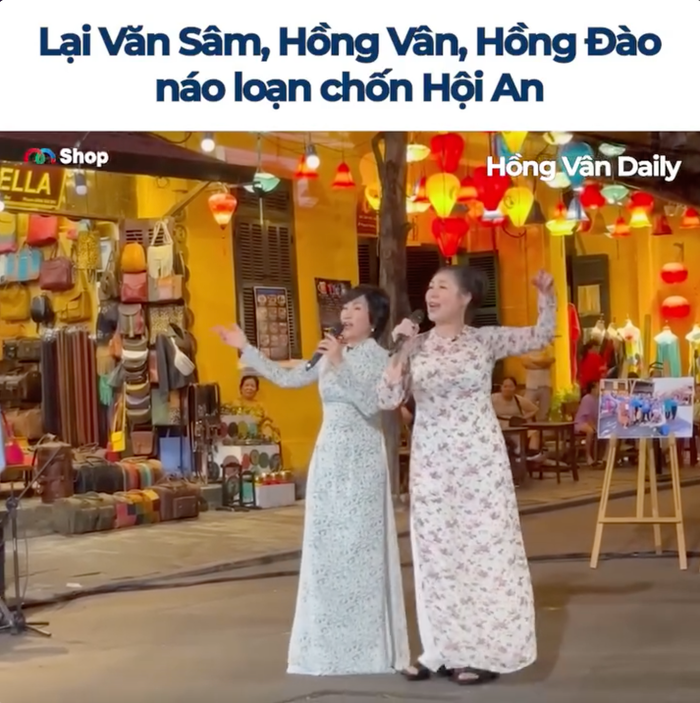 NSND Hồng Vân và Hồng Đào gây chú ý với màn giao lưu, hát hò ngẫu hứng trước đông đảo khán giả. (Ảnh: Chụp màn hình)