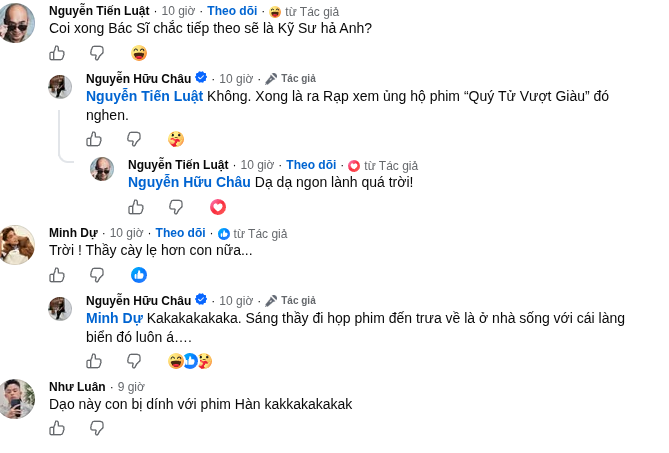 Bài đăng của Hữu Châu thu hút sự chú ý từ đồng nghiệp và học trò. Ảnh: FBNV
