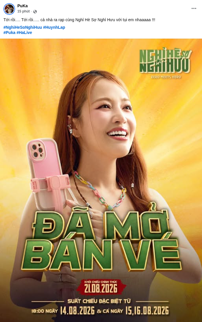 Phim điện ảnh Nghỉ hè sợ nghỉ hưu chính thức mở bán vé, chờ đón màn tái xuất diễn viên PuKa. Ảnh: FBNV