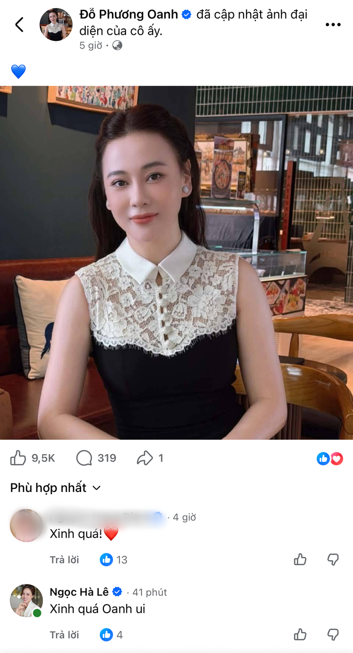 Ngọc Hà - vợ NSND Công Lý dành lời khen cho Phương Oanh. Ảnh: Chụp màn hình FBNV