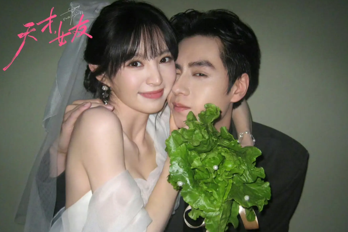 Điền Hi Vi và Hồ Nhất Thiên gây chú ý với bộ ảnh cưới trẻ trung, hài hước. Ảnh: Sohu