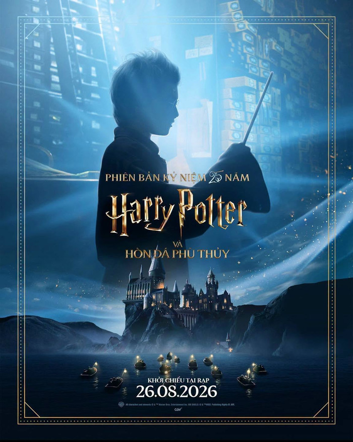 Harry Potter và Hòn đá Phù thủy chuẩn bị trở lại rạp Việt sau 25 năm, đưa khán giả một lần nữa trở về thế giới Hogwarts. Ảnh: Warner Bros.