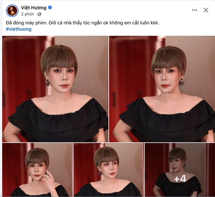 Việt Hương đăng tải loạt ảnh với diện mạo mới. Ảnh: Chụp màn hình FBNV