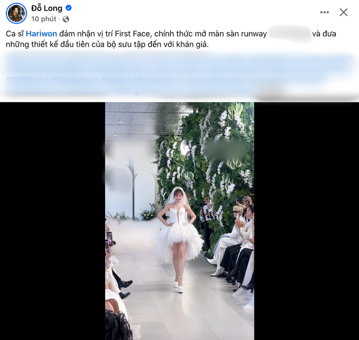 Hari Won mở màn cho show diễn của NTK Đỗ Long. Ảnh: Chụp màn hình FBNV