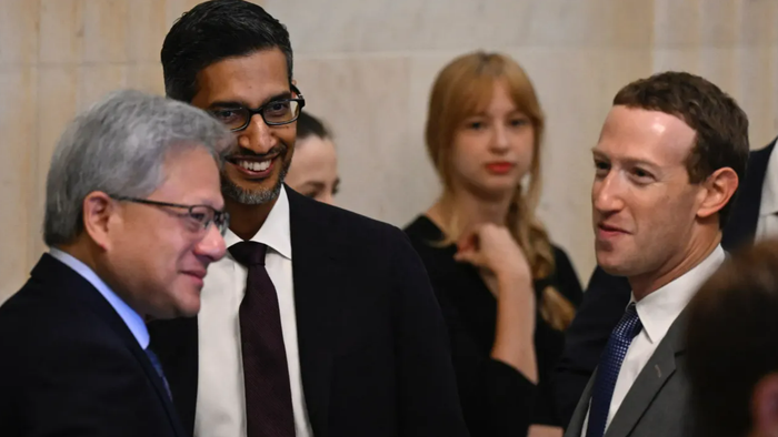 &nbsp;Jensen Huang, Sundar Pichai và Mark Zuckerberg (Từ trái sang phải). Ảnh: AFP