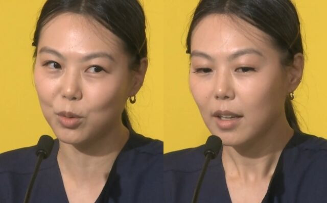 Nữ diễn viên Kim Min Hee lần đầu xuất hiện tại một sự kiện chính thức sau khi sinh con. Ảnh: Youtube Locarno Film Festival&nbsp;