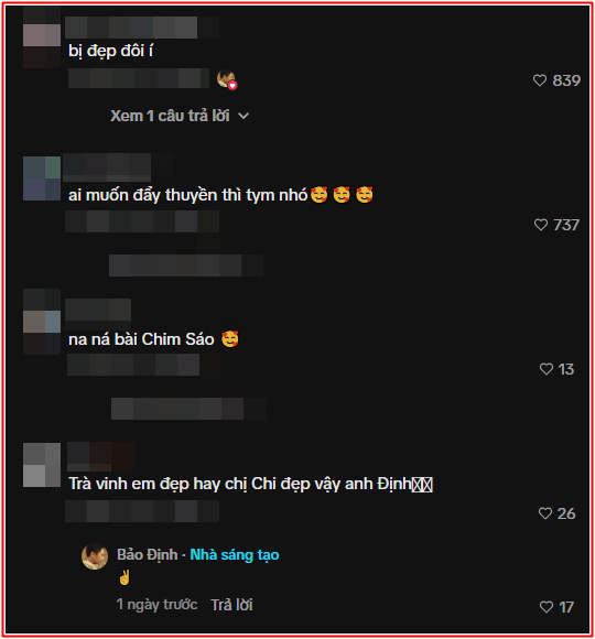 Cộng đồng mạng đồng loạt 'đẩy thuyền' Phương Mỹ Chi và Bảo Định (Ảnh: Chụp màn hình TikTok baodinh1801)