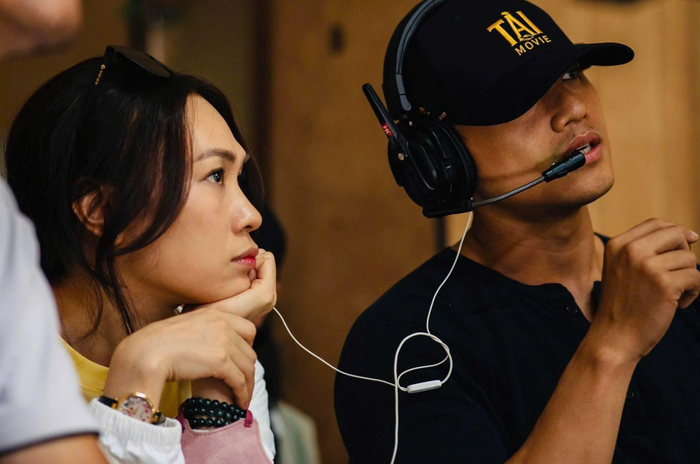 Mỹ Tâm và Mai Tài Phến ở phim trường. Ảnh: Đoàn phim cung cấp