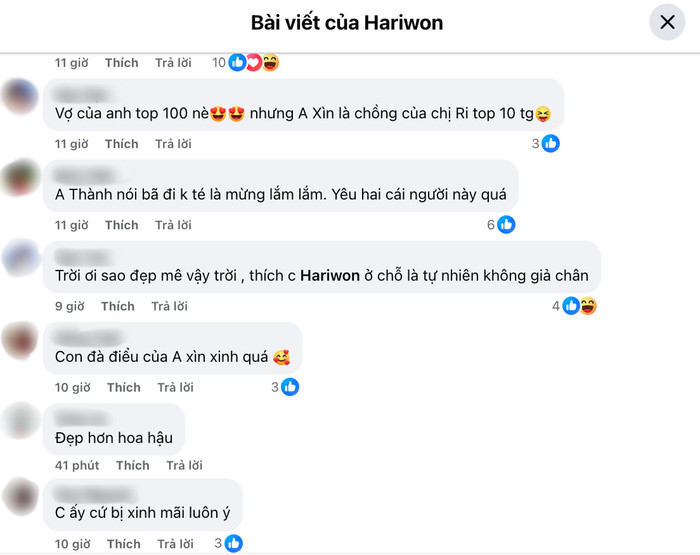 Phản ứng khán giả bên dưới bài đăng của Hari Won. (Ảnh: Chụp màn hình)