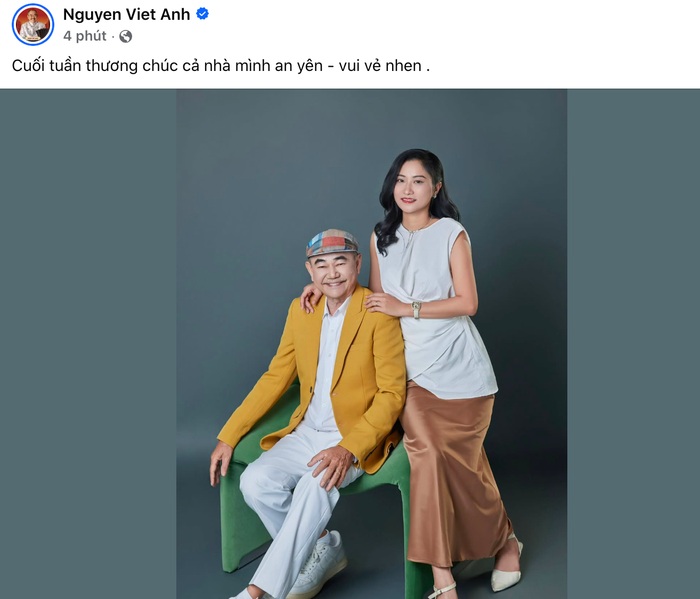 NSND Việt Anh hạnh phúc chia sẻ. Ảnh: Chụp màn hình FBNV