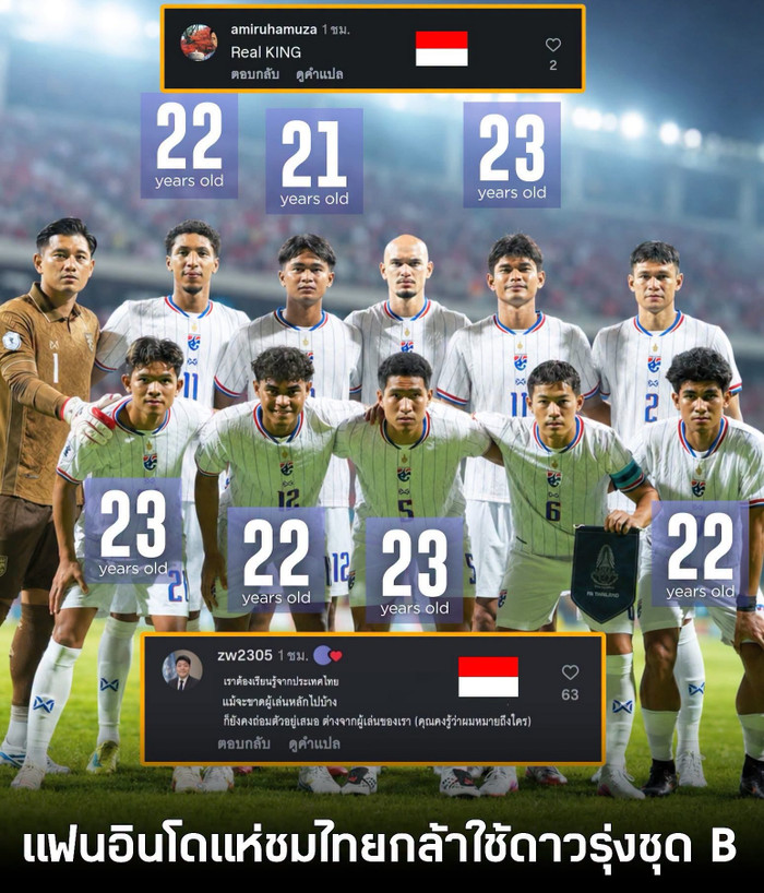 Người hâm mộ Indonesia dành nhiều lời khen cho Thái Lan khi đội bóng xứ chùa vàng sử dụng lực lượng trẻ vẫn tiến vào chung kết AFF Cup 2026.
