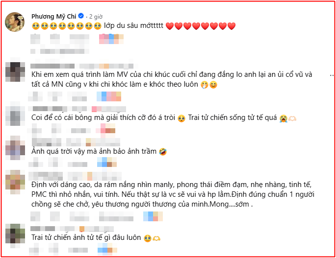 Phương Mỹ Chi phản ứng đầy ngọt ngào dưới bài đăng của Bảo Định (Ảnh: FBNV)&nbsp;