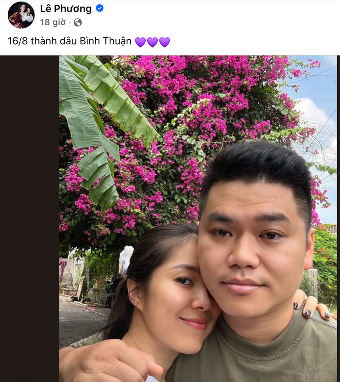 Diễn viên Lê Phương và ca sĩ Trung Kiên về thăm gia đình nhân dịp kỷ niệm 9 năm ngày cưới.