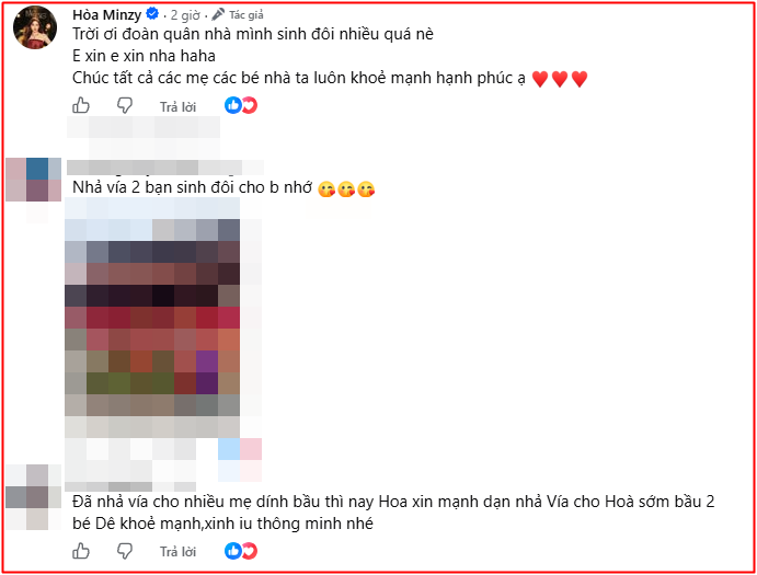 Hòa Minzy 'xin vía' sinh đôi từ khán giả (Ảnh chụp màn hình FBNV)&nbsp;
