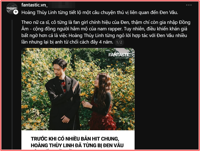 Một chia sẻ của Hoàng Thùy Linh nhận được sự quan tâm trên nền tảng Threads.&nbsp;