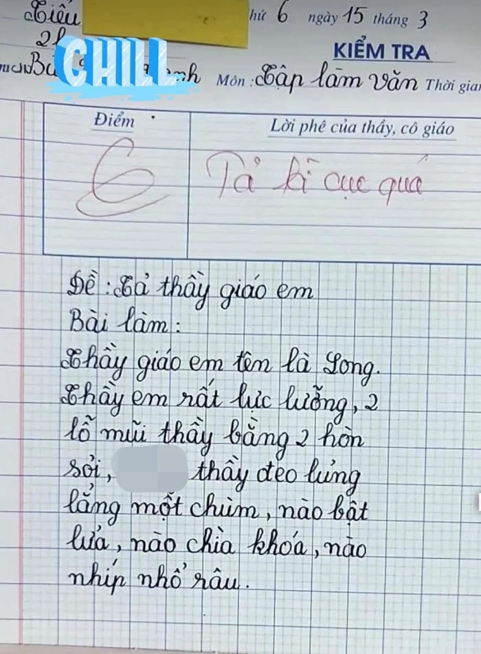 Học trò lớp 2 viết bài văn tả thầy giáo với chi tiết khiến giáo viên chấm bài 'đỏ mặt' Ảnh 1