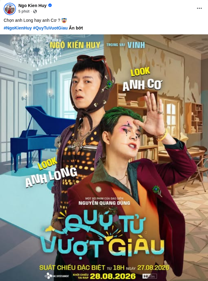 Bài đăng trên trang cá nhân của Ngô Kiến Huy. Ảnh: FBNV