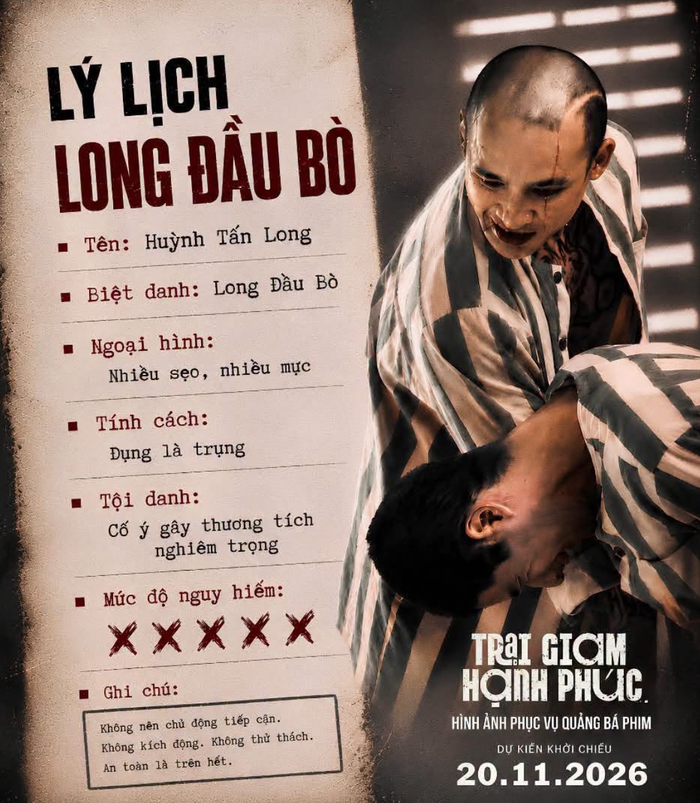 Lương Thế Thành xuất hiện với tạo hình đầy hình xăm trong Trại Giam Hạnh Phúc. Ảnh: NSX