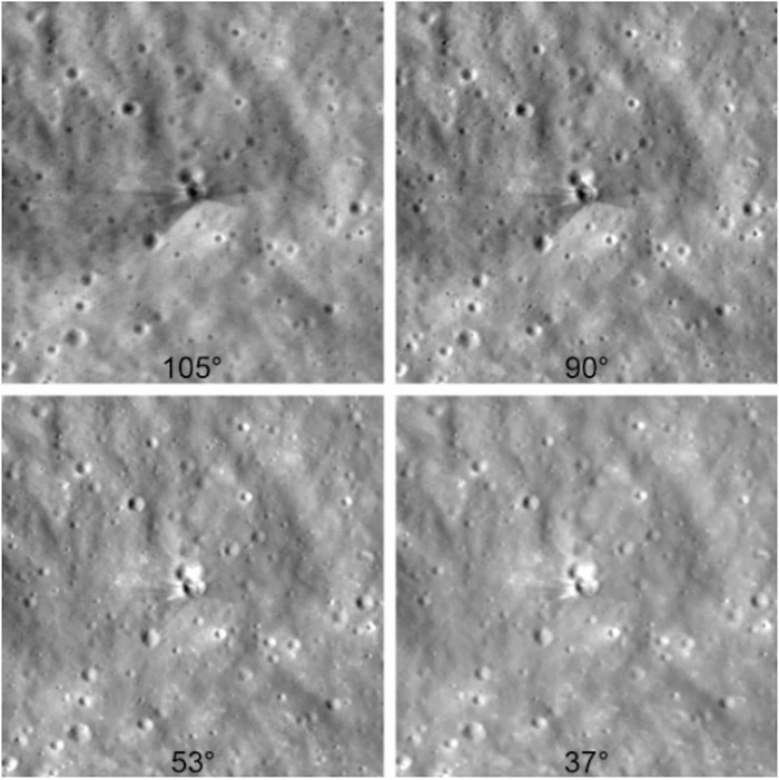 NASA cho biết việc chụp được hình ảnh này vô cùng khó khăn. Để chụp ảnh một vị trí cụ thể trên mặt trăng, tàu quỹ đạo phải đợi cho đến khi vị trí đó lọt vào tầm nhìn, và trong trường hợp này, thời gian chờ đợi kéo dài sáu ngày. (NASA)