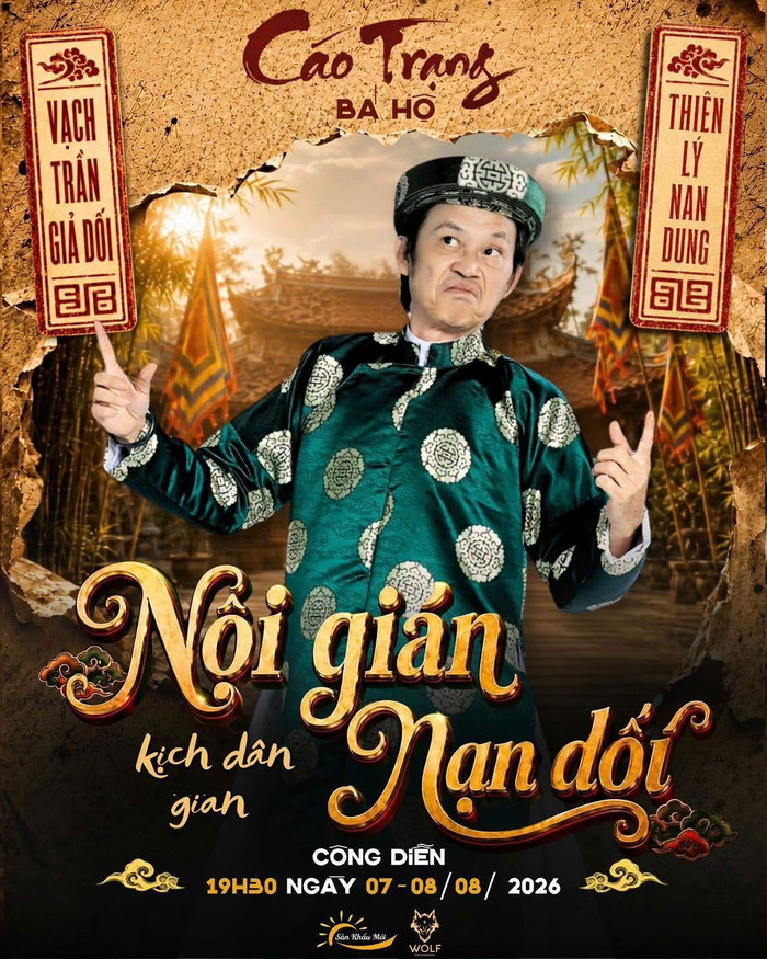 Poster công bố nhân vật của Hoài Linh trong Nội gián nạn dối. Ảnh: Sân Khấu Mới
