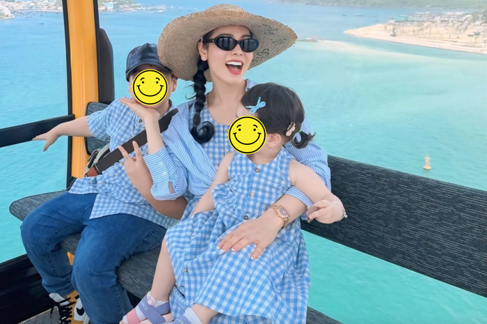 Nhật Kim Anh hạnh phúc bên 2 con.