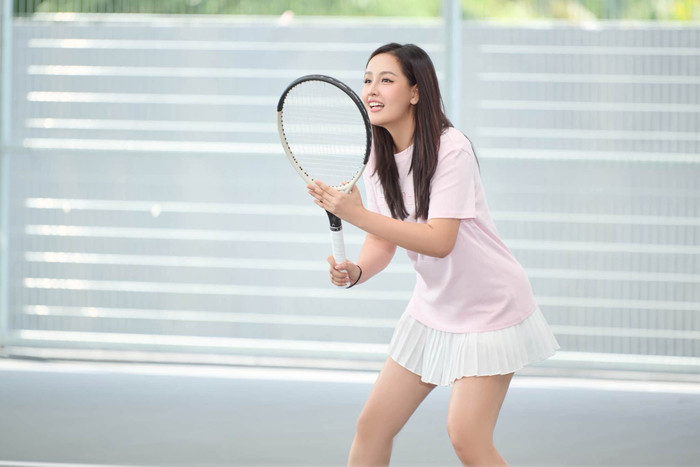 Mai Phương Thúy có niềm vui với việc chơi thể thao, cô thường dành thời gian rảnh để đến sân tập luyện. Ảnh: FBNV
