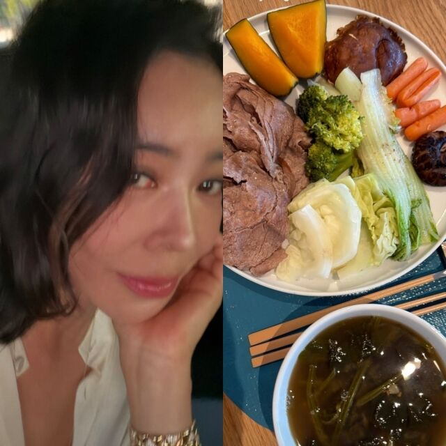 Lee Hye Young đăng tải trên trang cá nhân một bức ảnh về bữa ăn của mình.