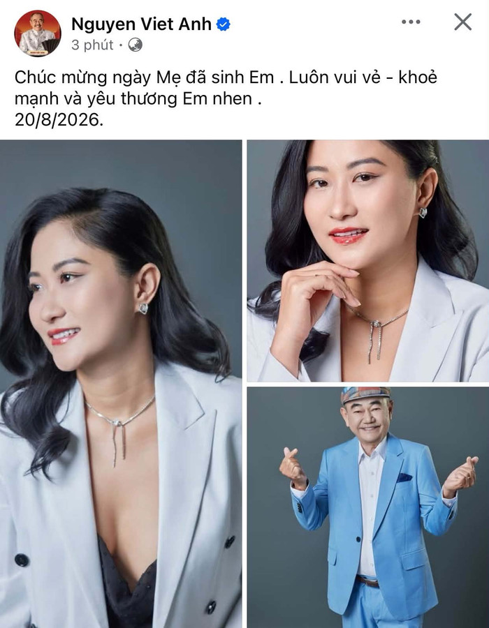 NSND Việt Anh đã chia sẻ loạt ảnh chúc mừng sinh nhật bà xã Chân Chân.&nbsp;