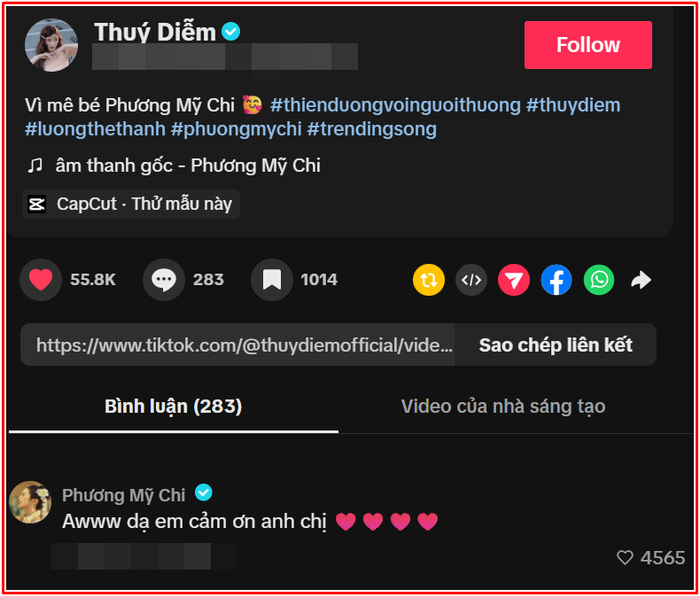 Thúy Diễm công khai tình cảm với Phương Mỹ Chi Ảnh 1