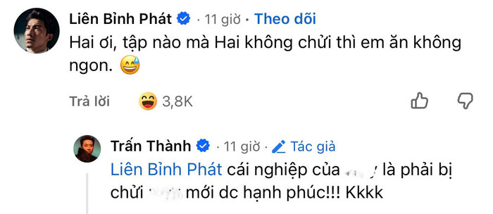 Trấn Thành khẳng định Liên Bỉnh Phát phải bị chửi mới hạnh phúc. Ảnh chụp màn hình FBNV