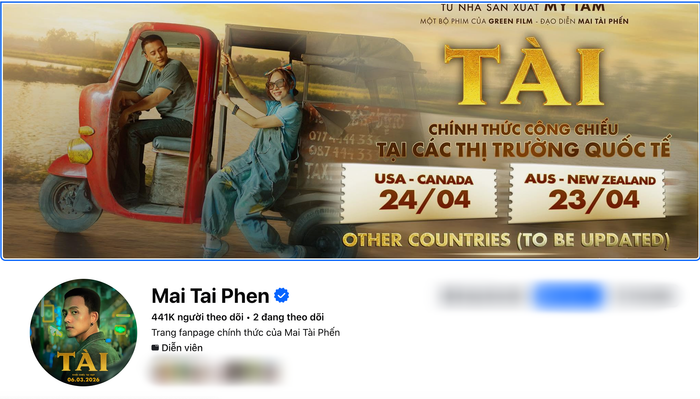 Mai Tài Phến hiện vẫn giữ hình ảnh liên quan đến Tài . Ảnh: Chụp màn hình FBNV
