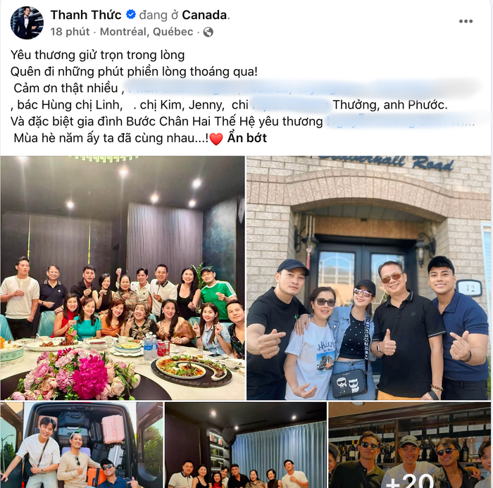 Diễn viên Thanh Thức trong chuyến đi ở Canada. Ảnh: Chụp màn hình FBNV