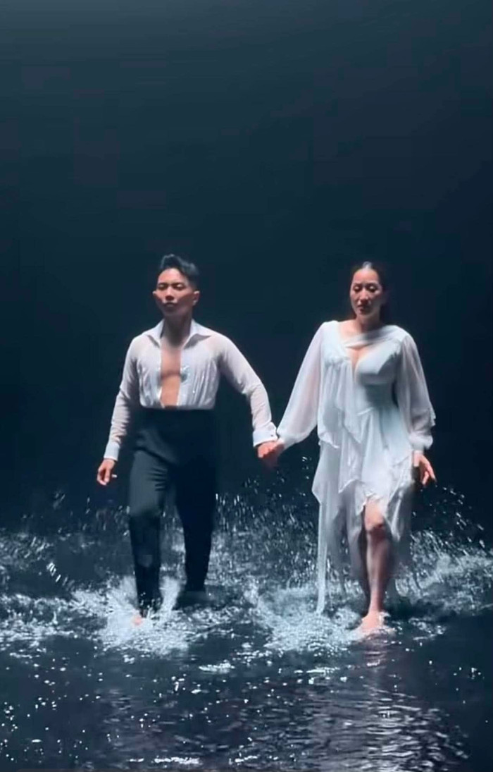 Khánh Thi chia sẻ khoảnh khắc hậu trường nhảy cùng Phan Hiển trong MV mới của Lệ Quyên.