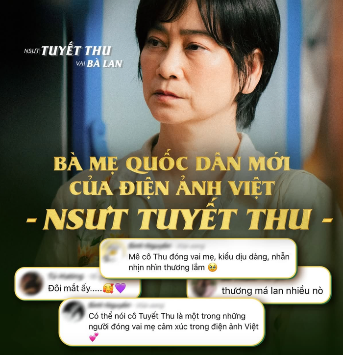 NSƯT Tuyết Thu trở thành 'bà mẹ quốc dân' mới của điện ảnh Việt. (Ảnh: NSX)
