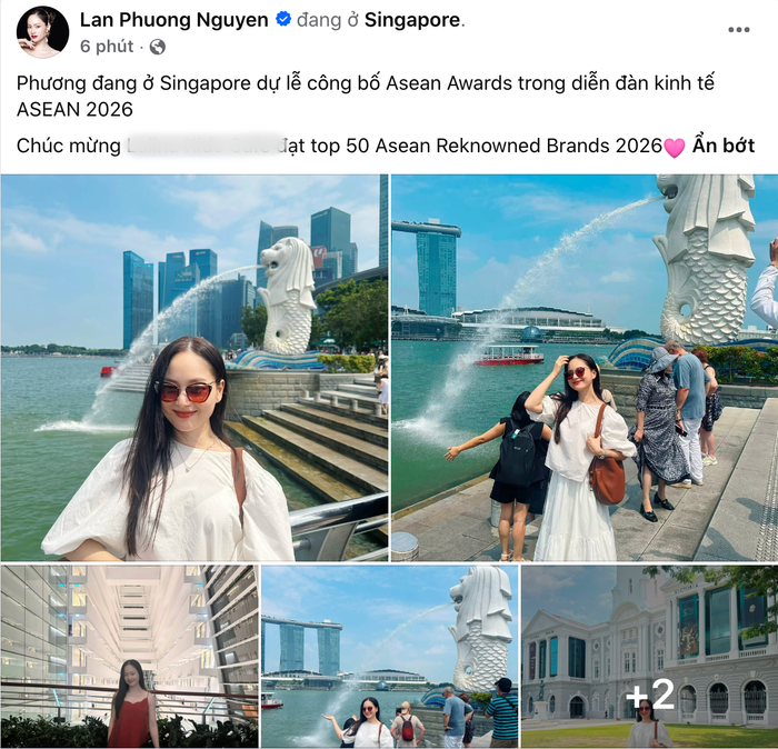 Diễn viên Lan Phương chia sẻ loạt hình ảnh tại Singapore. Ảnh: Chụp màn hình FBNV