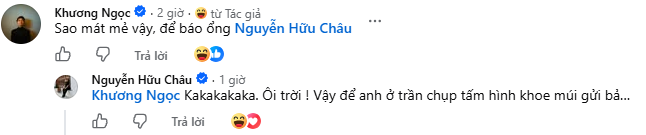 Khán giả thích thú trước câu đùa của NSƯT Hữu Châu nhắn gửi đến Hồng Đào. Ảnh: FBNV