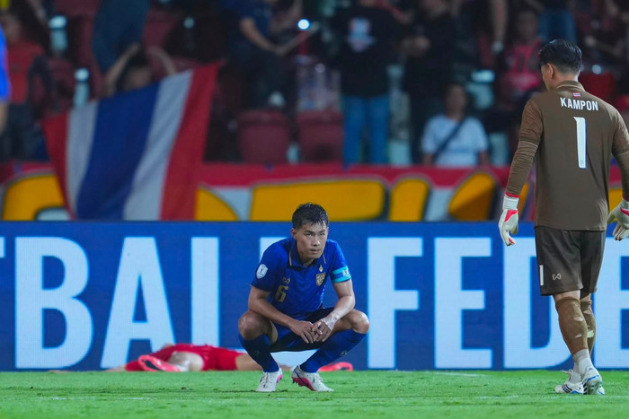Dù thua 0-2 trên sân nhà ở chung kết lượt đi AFF Cup 2026, đội trưởng Sarach Yooyen vẫn tin Thái Lan đủ sức lật ngược tình thế trước tuyển Việt Nam. Ảnh: FAT