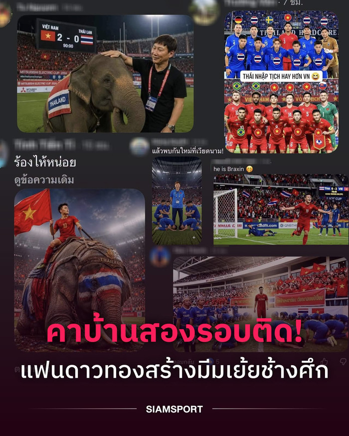 Chiến thắng 2-0 ngay trên sân Rajamangala không chỉ giúp tuyển Việt Nam tiến gần chức vô địch AFF Cup 2026 mà còn tạo nên làn sóng trên mạng xã hội Thái Lan. Ảnh: Siam Sport