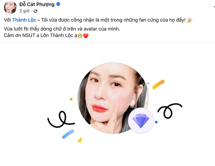 Diễn viên Cát Phượng chia sẻ. Ảnh: Chụp màn hình FBNV
